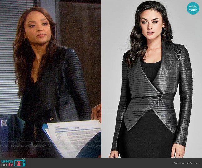 Guess Shayna Leather Jacket worn by Lani Price (Sal Stowers) on Days of our Lives