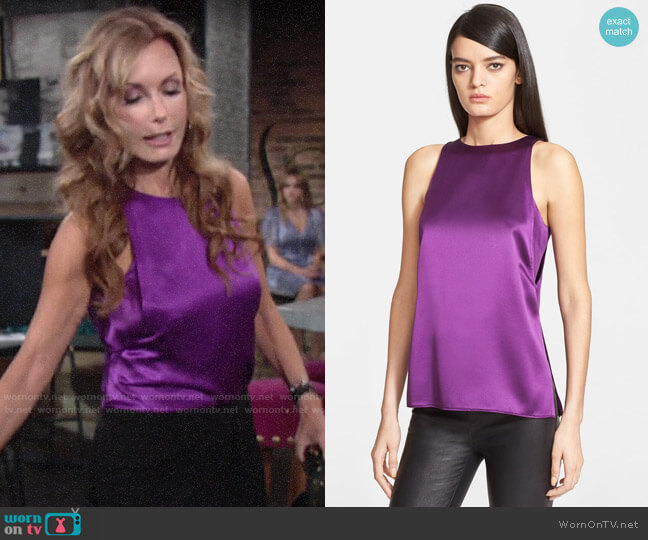 Helmut Lang Mere Silk Tank worn by Lauren Fenmore (Tracey Bregman) on The Young and the Restless