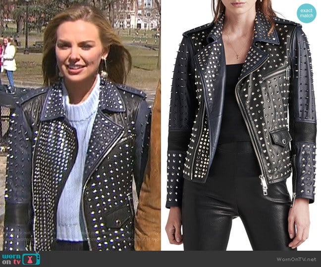 Studded Leather Biker Jacket by Hudson worn by Hannah Brown on The Bachelorette