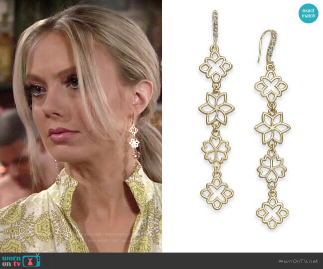 INC International Concepts Flower Linear Drop Earrings worn by Abby Newman (Melissa Ordway) on The Young and the Restless