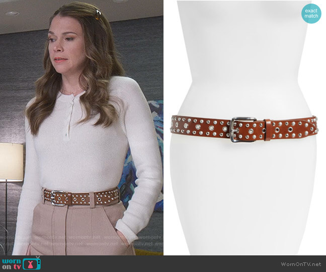 Rica Studded Leather Belt by Etoile Isabel Marant worn by Liza Miller (Sutton Foster) on Younger