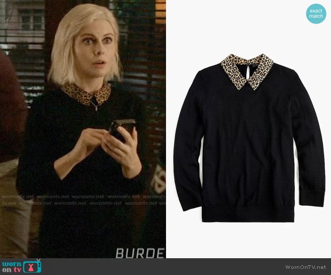 J. Crew Tippi Sweater with Leopard Collar worn by Liv Moore (Rose McIver) on iZombie