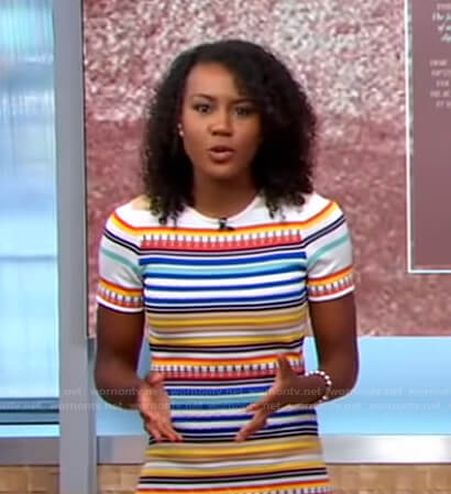 Janai’s multicolored striped dress on Good Morning America