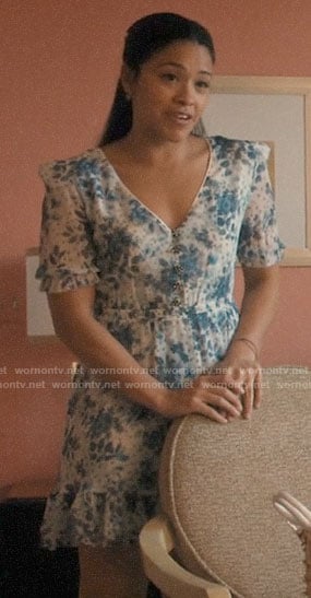 Jane’s blue and white floral dress on Jane the Virgin