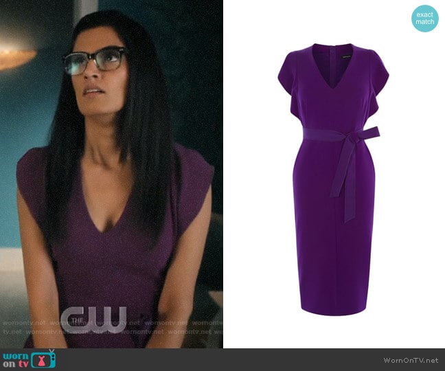 Karen Millen Ruffled Sleeve Dress worn by Krishna (Shelly Bhalla) on Jane the Virgin