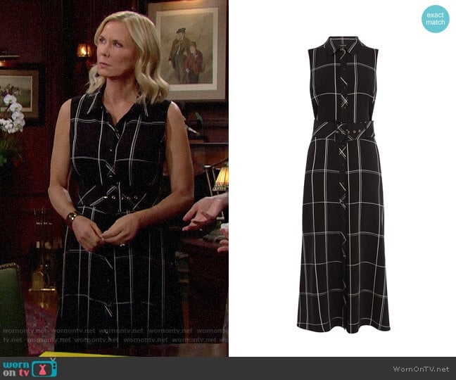 Karen Millen Oversized Check Maxi Dress worn by Brooke Logan (Katherine Kelly Lang) on The Bold and the Beautiful