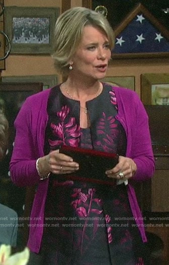 Kayla’s black and pink floral dress on Days of our Lives