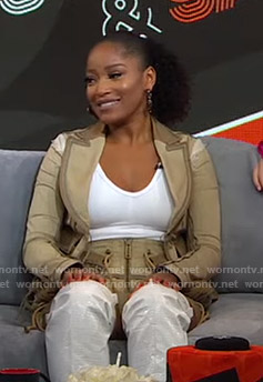 Keke’s beige jacket and shorts on GMA Strahan And Sara