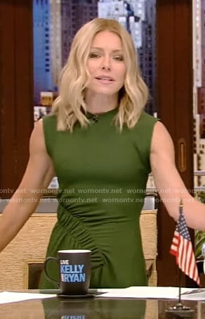 Kelly’s green ruched dress on Live with Kelly and Ryan