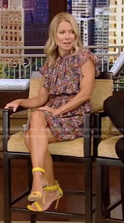 Kelly’s floral print ruffled dress on Live with Kelly and Ryan