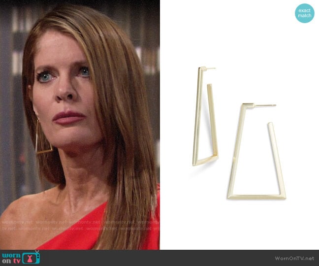 Kendra Scott Easton Geo Hoop Earrings worn by Phyllis Summers (Michelle Stafford) on The Young and the Restless