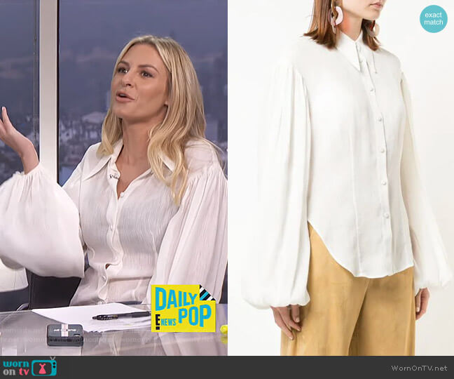 Bishop Sleeve Shirt by Khaite worn by Morgan Stewart on E! News