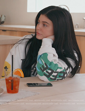 Kylie's White Birthday Sweatshirt on Keeping Up with the Kardashians