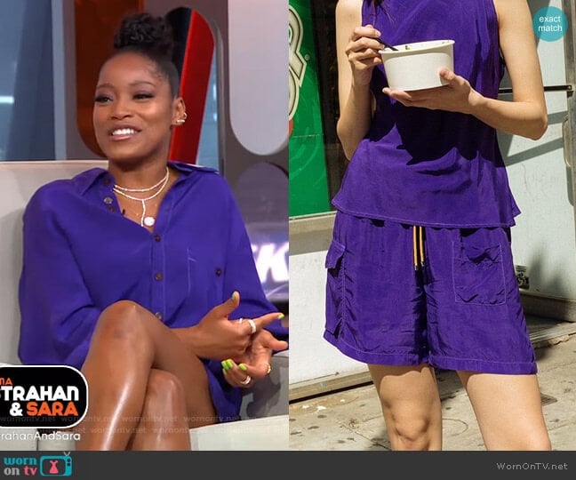 Camp Short in Grape by KkCo worn by Keke Palmer on Good Morning America