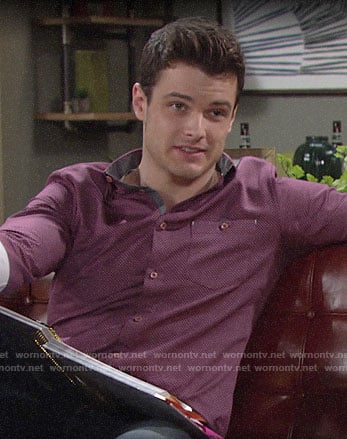 Kyle's purple printed button down shirt on The Young and the Restless