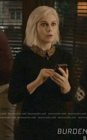 Liv's black sweater with leopard collar on iZombie