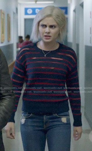Liv’s navy and red striped sweater on iZombie