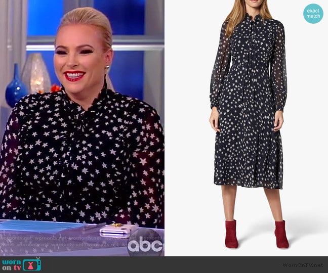 Filia Star Print Silk Flared Dress by LK Bennett worn by Meghan McCain on The View