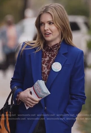 Sutton’s blue coat on The Bold Type