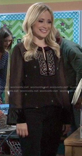 Lulu’s black embellished top on General Hospital