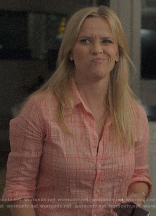 Madeline's coral plaid shirt on Big Little Lies