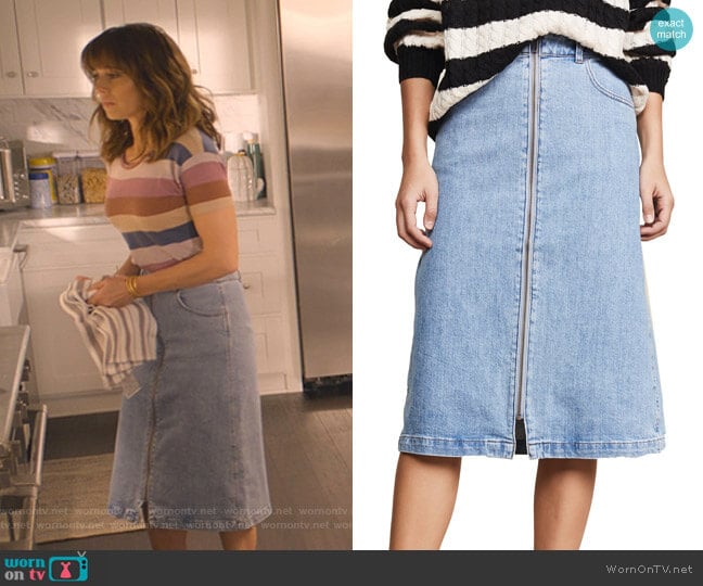 Zip Front Midi Skirt by Madewell worn by Judy Hale (Linda Cardellini) on Dead to Me