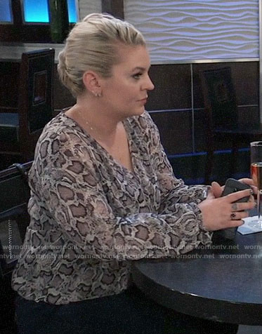 WornOnTV: Maxie’s snake print wrap blouse on General Hospital | Kirsten ...