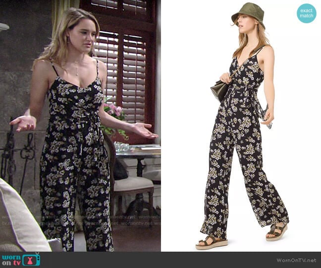 MICHAEL Michael Kors Glam Fleur Cami Jumpsuit worn by Summer Newman (Hunter King) on The Young and the Restless