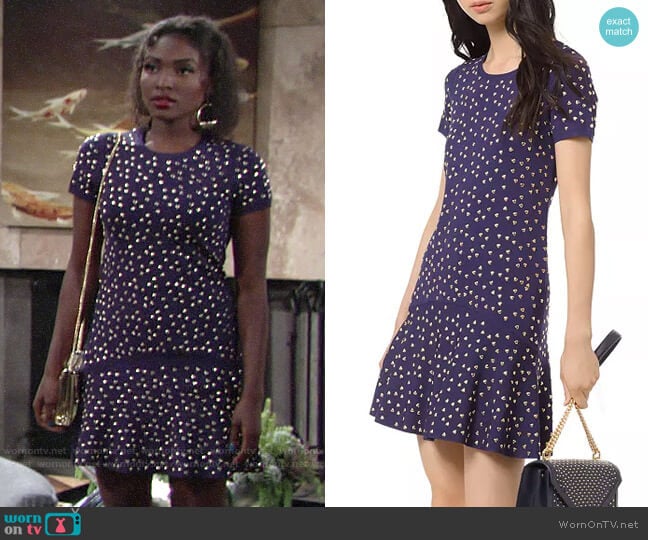 MICHAEL Michael Kors Heart Studded Mini Shift Dress worn by Ana Hamilton (Loren Lott) on The Young and the Restless