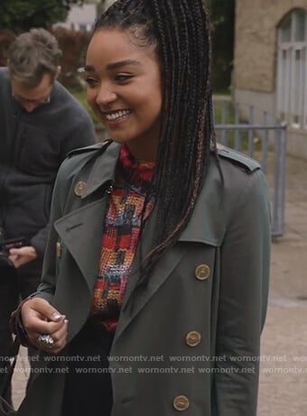 Kat’s multicolored knit top on The Bold Type