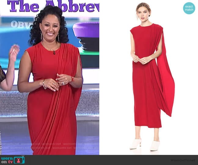 Sleeveless Draped Long Dress by Norma Kamali worn by Tamera Mowry on The Real