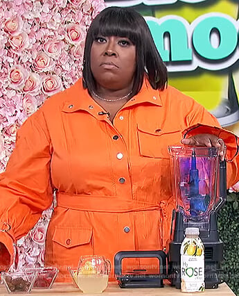 Loni’s orange utility dress on The Real