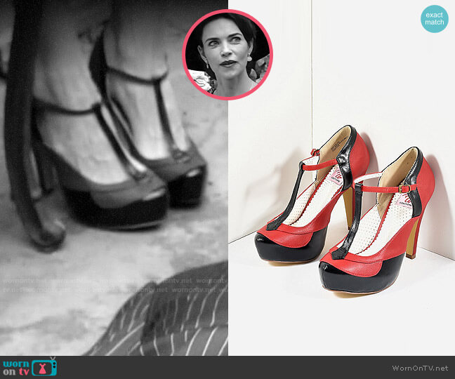 Pin Up Couture Bettie T-strap Platform Heels worn by Victoria Newman (Amelia Heinle) on The Young and the Restless