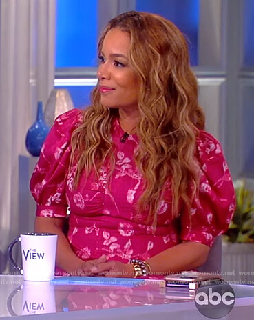 Sunny’s pink floral print midi dress on The View
