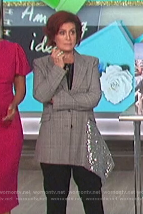 Sharon’s plaid sequin panel blazer on The Talk