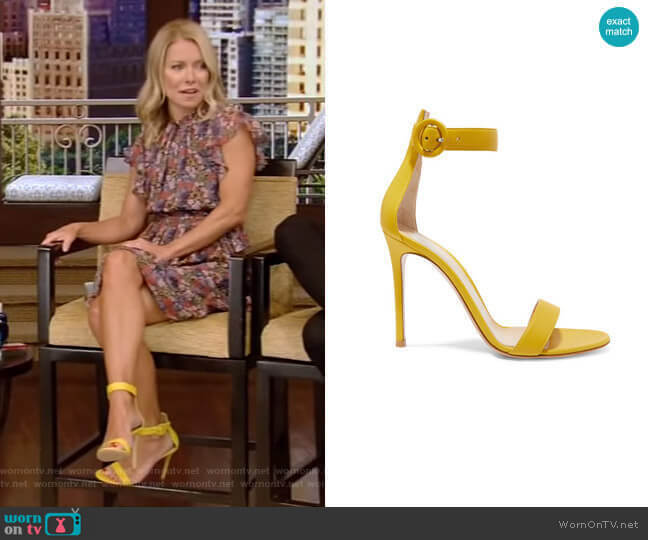 Portofino Leather Sandals by Gianvito Rossi  worn by Kelly Ripa on Live with Kelly and Mark