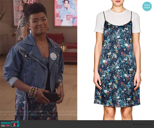 Floral Silk Charmeuse Slipdress by R13 worn by Tia Clayton (Alexis Floyd) on The Bold Type