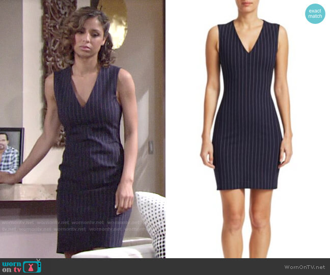 Rag & Bone Lexi Pinstripe Dress worn by Elena Dawson (Brytni Sarpy) on The Young and the Restless