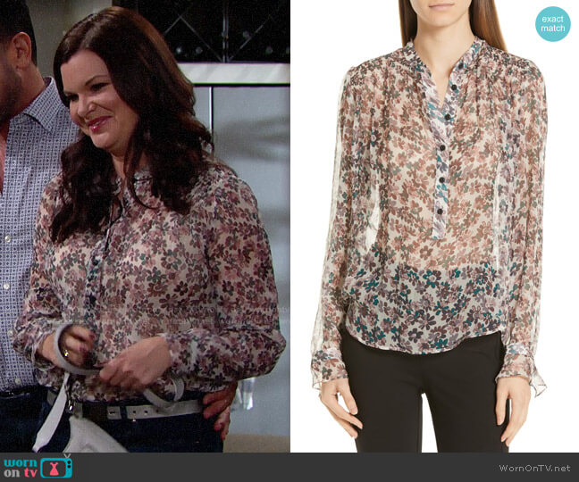 Rag & Bone Susan Floral Blouse worn by Katie Logan (Heather Tom) on The Bold and the Beautiful