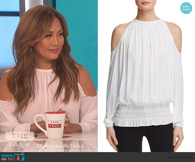 Lauren Cold Shoulder Blouse by Ramy Brook worn by Carrie Inaba on The Talk