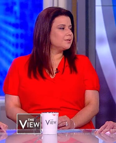 Ana's red wilk tie waist dress on The View