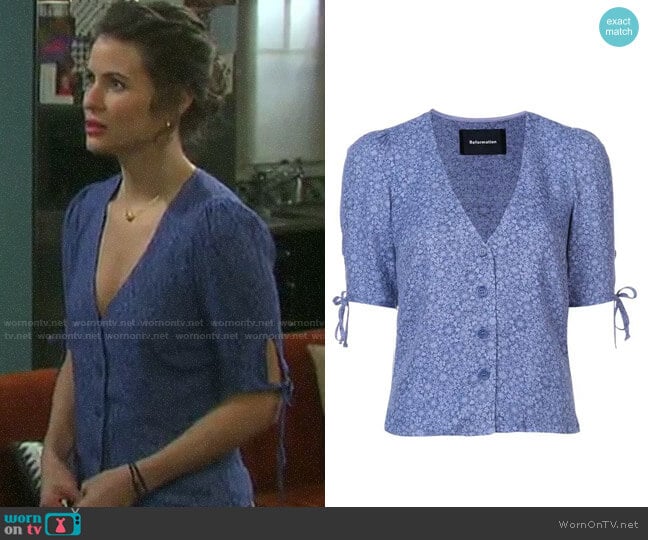 Reformation Hildy Top worn by Sarah Horton (Linsey Godfrey) on Days of our Lives