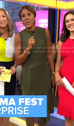 Robin’s green belted knit dress on Good Morning America