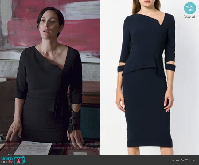 Dunne Dress by Roland Mouret worn by Jeryn Hogarth (Carrie-Anne Moss) on Jessica Jones