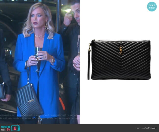 Large Monogram Leather Document Holder by Saint Laurent worn by Teddi Mellencamp Arroyave on The Real Housewives of Beverly Hills