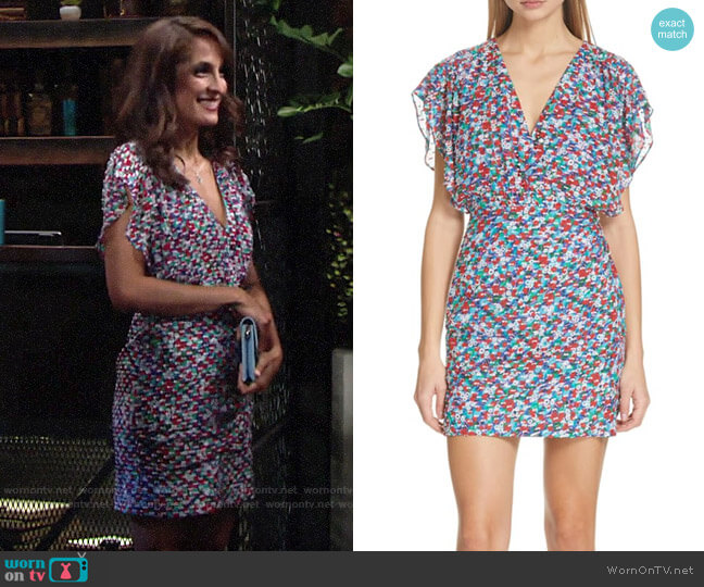 Saloni Brooke Dress in Blue Poppyfield worn by Lily Winters (Christel Khalil) on The Young & the Restless