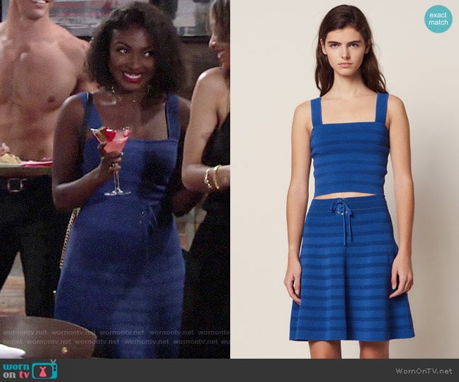 Sandro Cropped Knit Top and Short Flared Knit Skirt worn by Ana Hamilton (Loren Lott) on The Young and the Restless