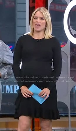 Sara’s black ruffled hem dress on GMA Strahan And Sara