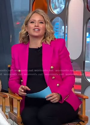 Sara’s pink blazer on GMA Strahan And Sara