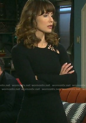 Sarah’s black ring detail dress on Days of our Lives